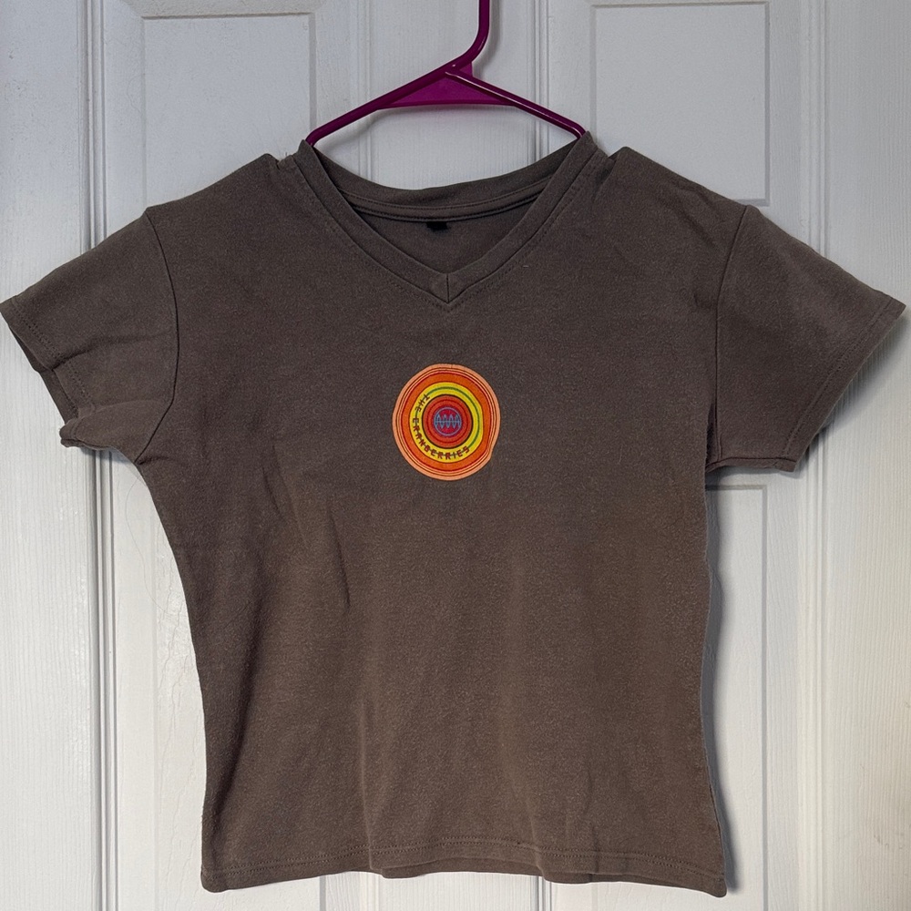 Brown V-Neck The Cranberries Baby Tee